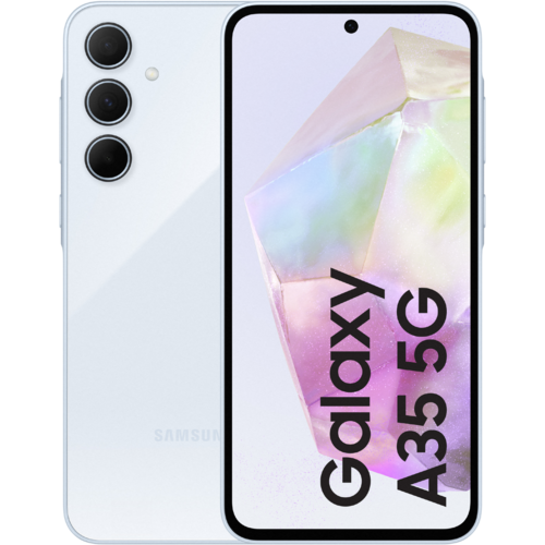 Samsung Galaxy A35 Awesome Iceblue voorkant en achterkant