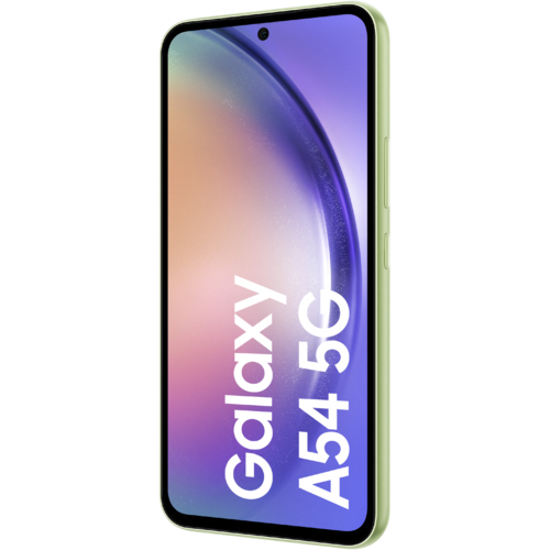 Samsung Galaxy A54 voorkant zijkant Awesome Lime